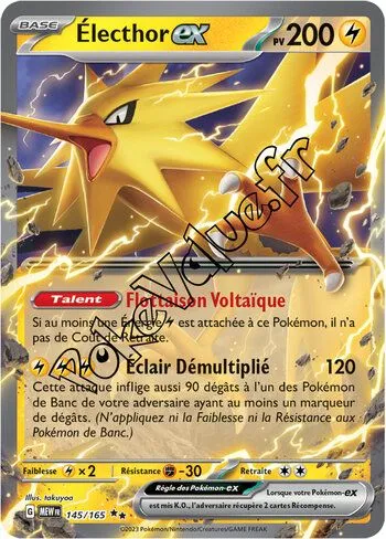 Carte Pokémon Électhor ex n°145 de la série 151