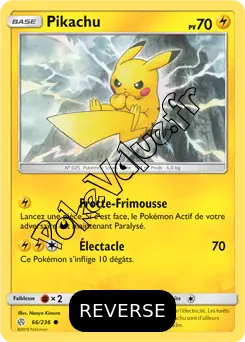Carte Pokémon Pikachu Reverse n°66 de la série Éclipse Cosmique
