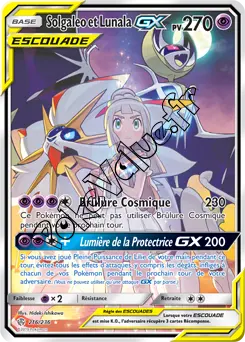 Carte Pokémon Solgaleo et Lunala GX n°216 de la série Éclipse Cosmique