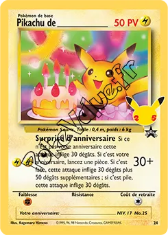 Carte Pokémon _____'s Pikachu n°WP 24 de la série Célébrations