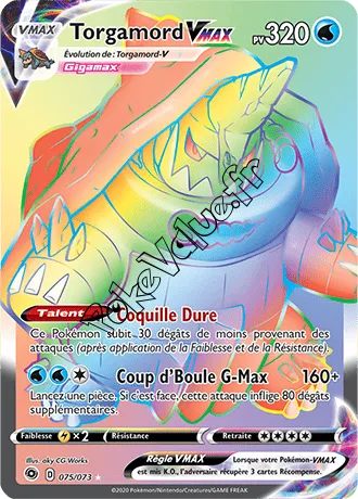 Carte Pokémon Torgamord VMAX n°75 de la série La Voie du Maître