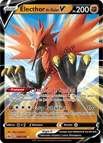 Carte Pokémon Électhor de Galar V n°080 de la série Règne de Glace