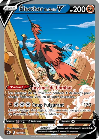 Carte Pokémon Électhor de Galar V n°174 de la série Règne de Glace