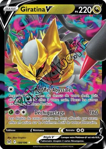 Carte Pokémon Giratina V n°130 de la série Origine Perdue
