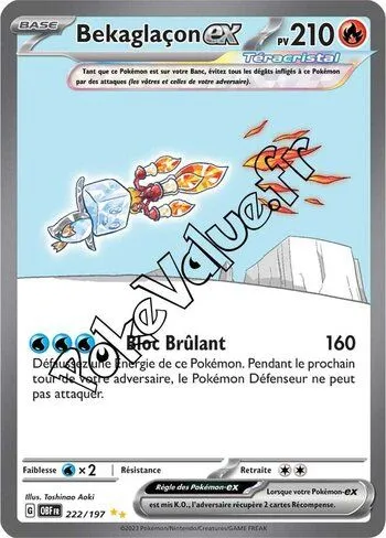 Carte Pokémon Bekaglaçon ex n°222 de la série Flammes Obsidiennes