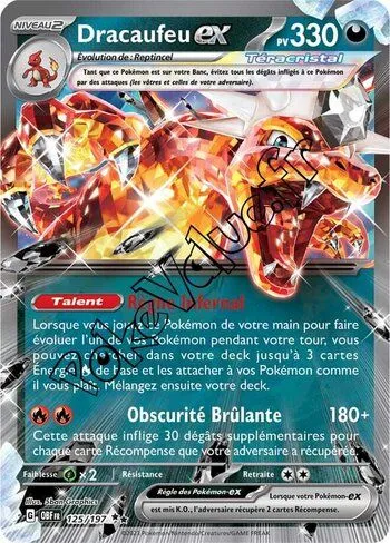 Carte Pokémon Dracaufeu ex n°125 de la série Flammes Obsidiennes