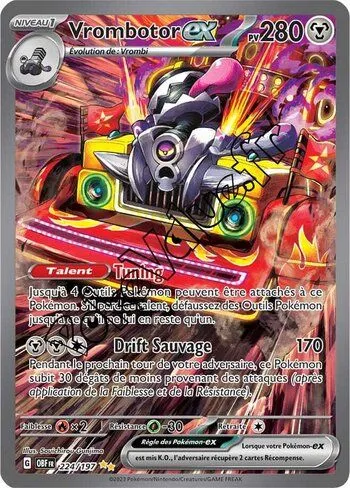 Carte Pokémon Vrombotor ex n°224 de la série Flammes Obsidiennes