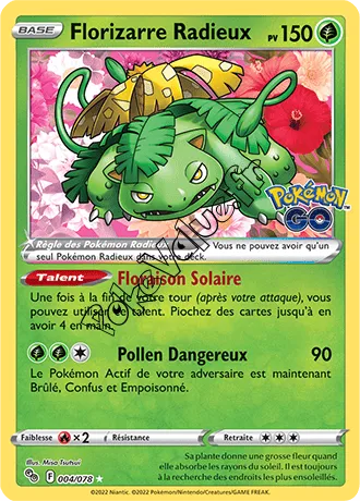 Carte Pokémon Florizarre Radieux n°004 de la série Pokémon GO