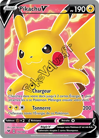 Carte Pokémon Pikachu V n°170 de la série Voltage Éclatant